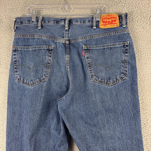 Levis 550 Jeans Mens 40 Blue Relaxed Fit Tapered‎ Leg Mid Wash Denim 38x30 - Picture 8 of 16